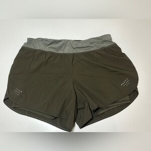 Avia Olive Green Athletic Shorts with Gray Waistband
